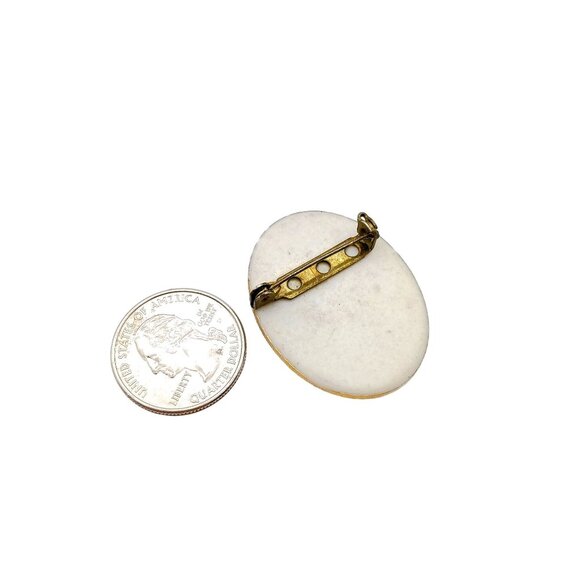 Vintage Hand-Painted Porcelain Rose Brooch Pin - Picture 3 of 3